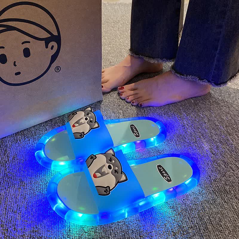 Plusock Husky Face Light Up Jelly Slides - Blue - Kids EU34–35(3–3.5) - image 2