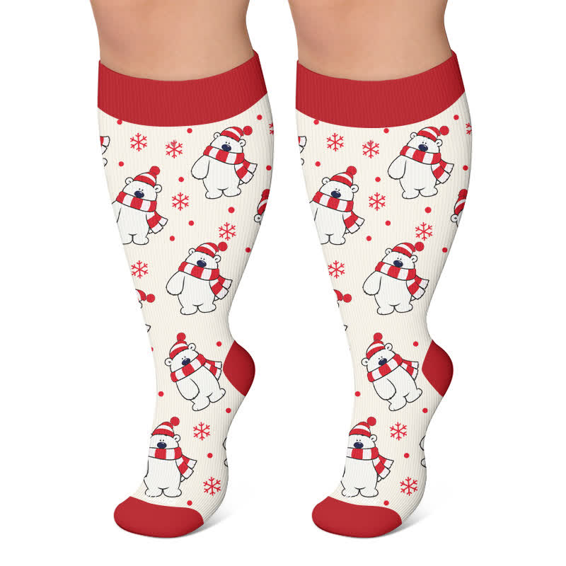 Plusock Plus Size Festive Polar Bear Compression Socks - Beige - 4XL - image 5