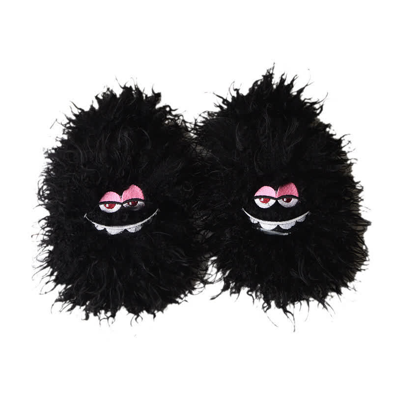 Plusock Pink Fluffy Cartoon Eye Indoor Slippers - Black - 50-51(US12.5-13) - image 6