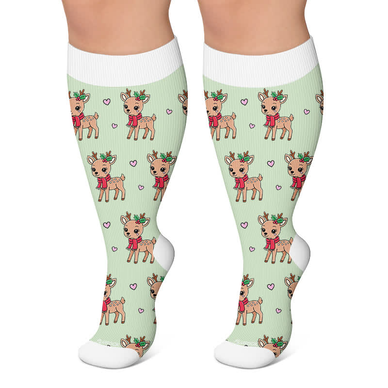Plusock Plus Size Christmas Snails Dog Compression Socks - Green - 4XL - image 6