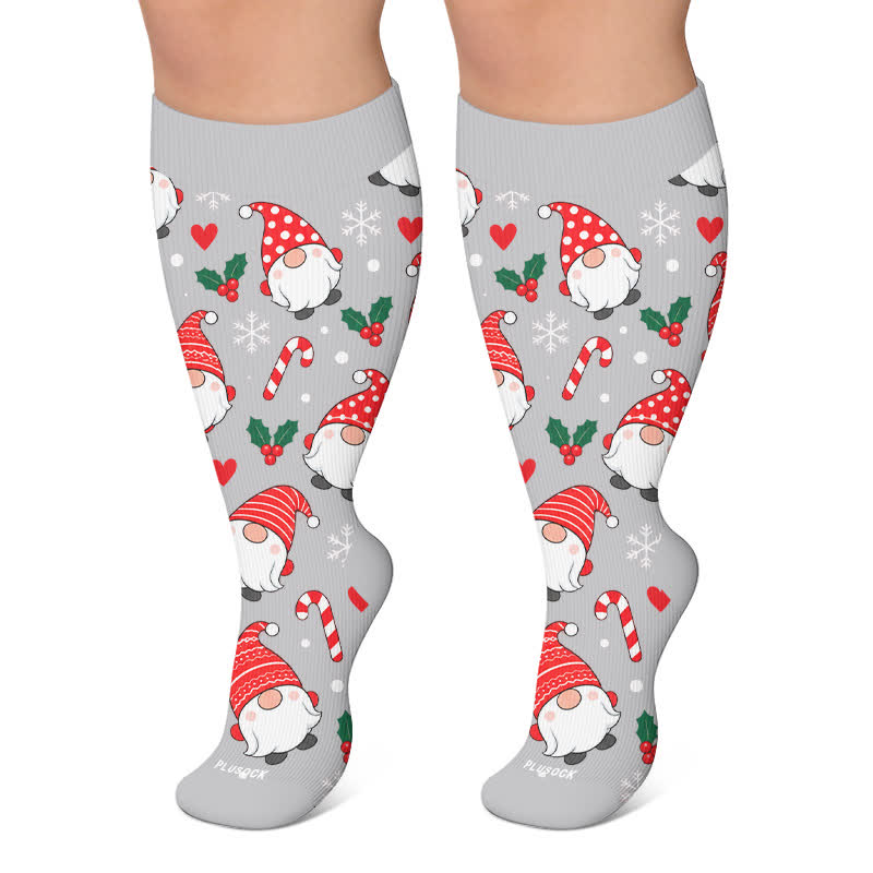 Plusock Plus Size Gingerbread Dog Christmas Compression Socks - Grey - 4XL - image 6
