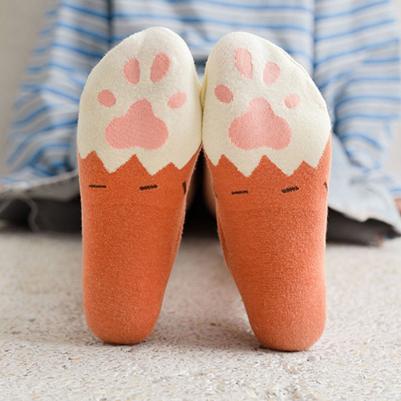 Plus Size Cat Footprints No Show Socks(5 Pairs)