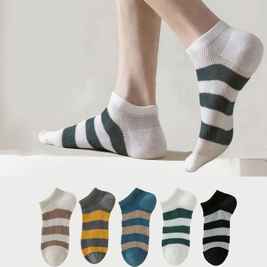 Plusock Plus Size Wide Stripes Ankle Socks(10 Pairs)