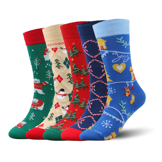 Plusock Plus Size Christmas Soft Crew Socks(5 Pairs)