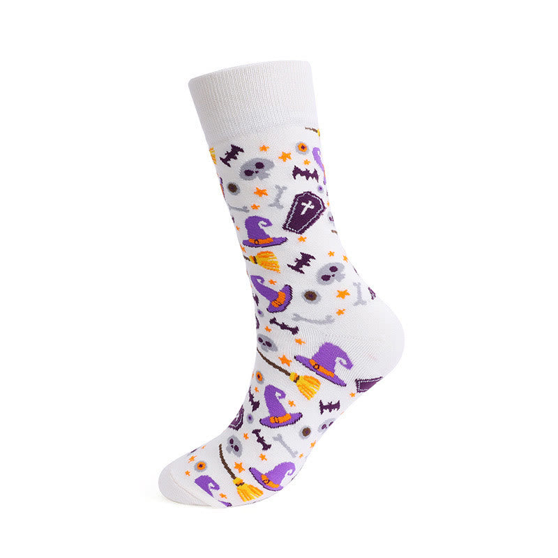 Plus Size Pumpkin Skull Halloween Crew Socks(3 Pairs)
