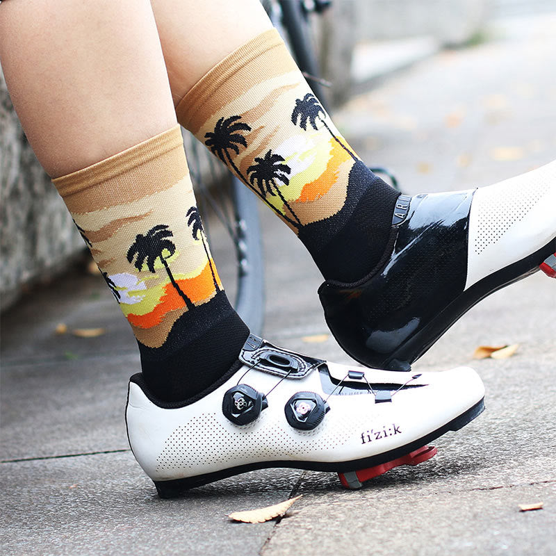 Plus Size Coconut Tree Quarter Compression Socks(4 Pairs)