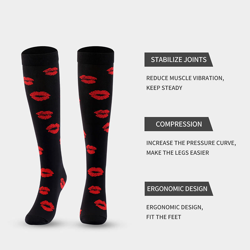 Plus Size Various Patterns Compression Socks(6 Pairs)