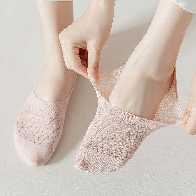 Plus Size Grid Elasticity No Show Socks(8 Pairs)