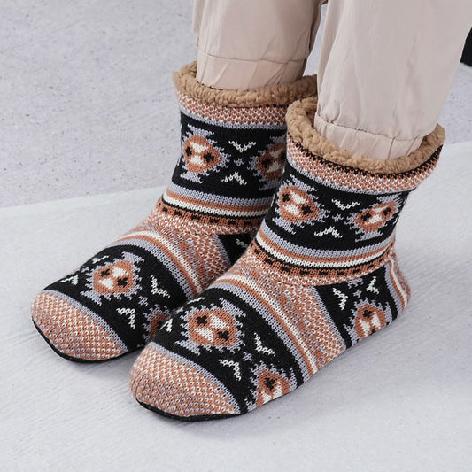 Plusock Plus Size Non Slip Fleece Slipper Socks(2 Pairs)