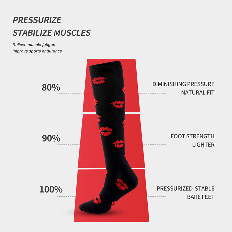 Plus Size Various Patterns Compression Socks(6 Pairs)