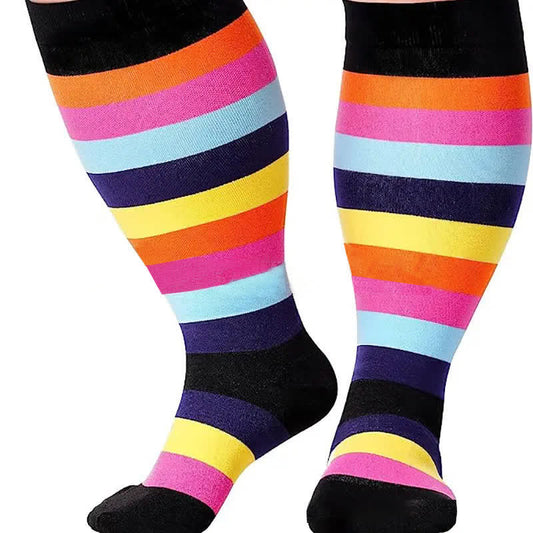 Plusock  Plus Size Rainbow Print Compression Socks(3 Pairs)