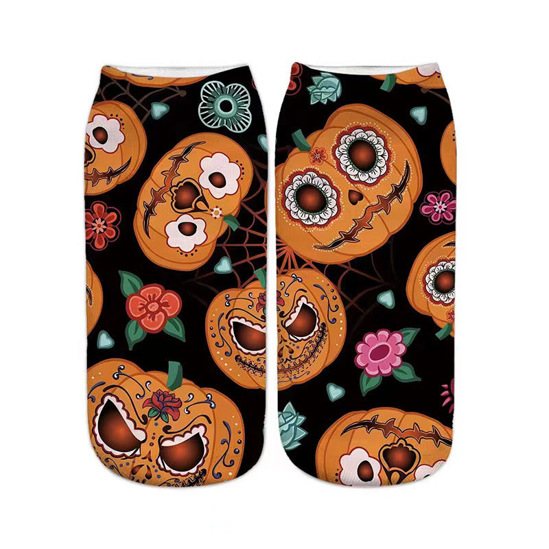 Plus Size 3D Halloween Quarter Socks(5 Pairs)