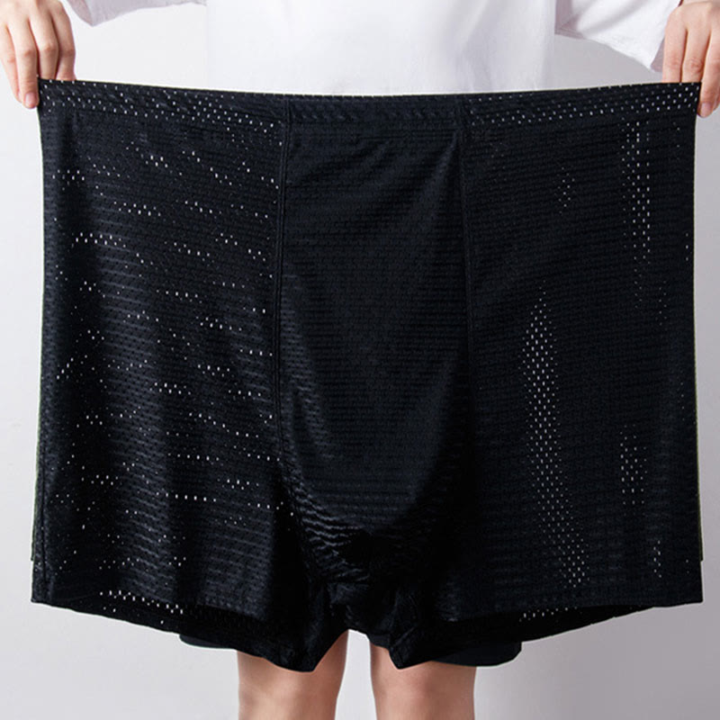 Plus Size High-Waisted Ice Silk Boxer Briefs(2 Packs)