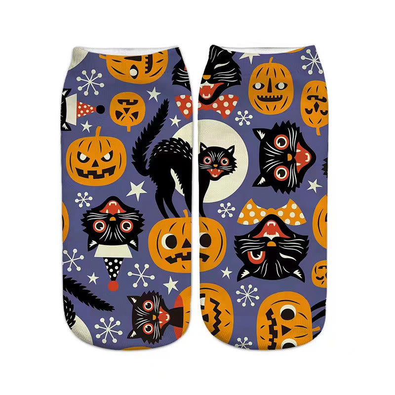 Plus Size 3D Halloween Quarter Socks(5 Pairs)