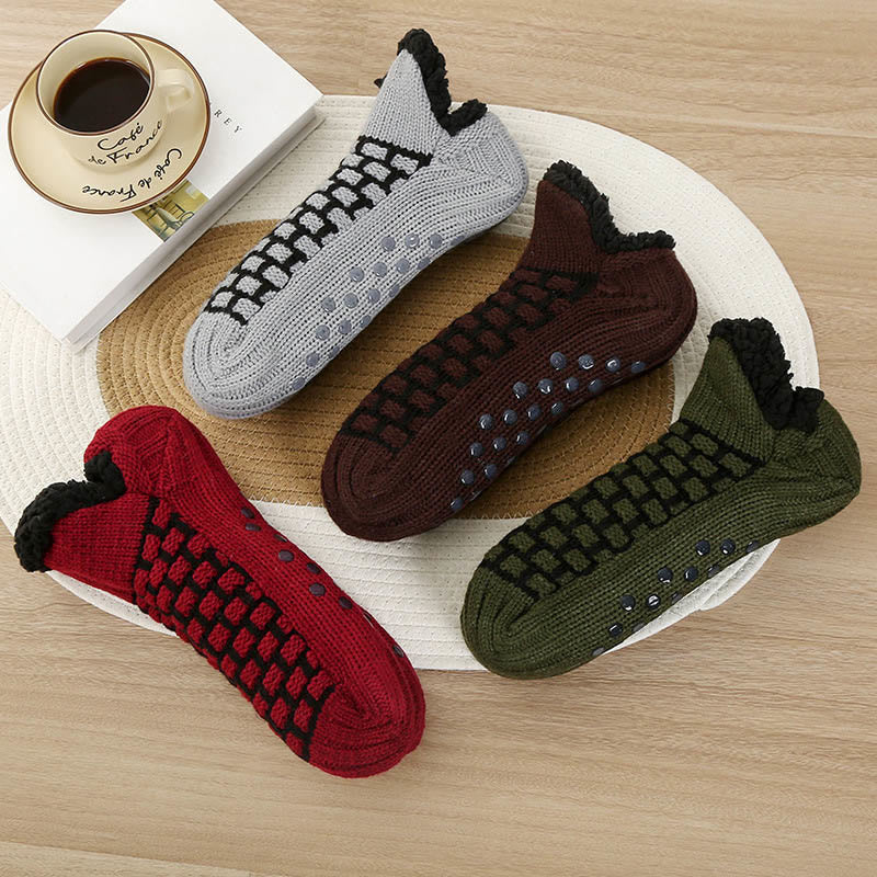 Plus Size Rectangular Grid Slipper Socks