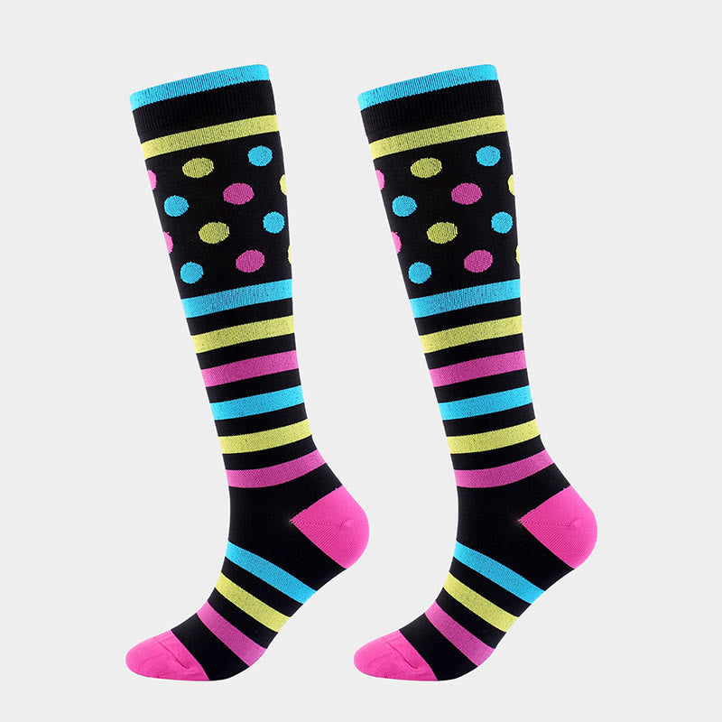 Plus Size Various Patterns Compression Socks(6 Pairs)