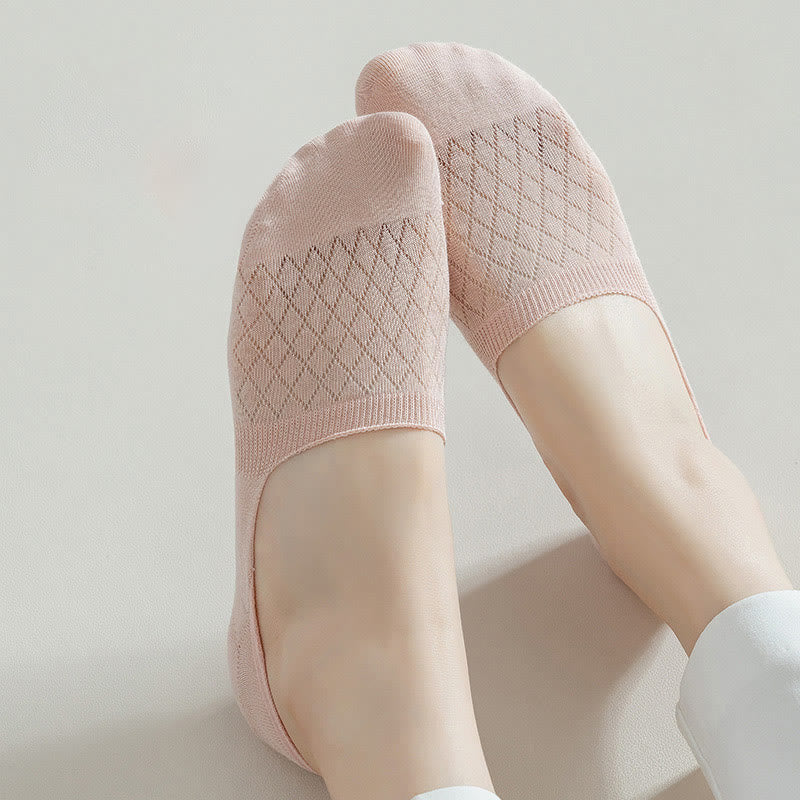 Plus Size Grid Elasticity No Show Socks(8 Pairs)