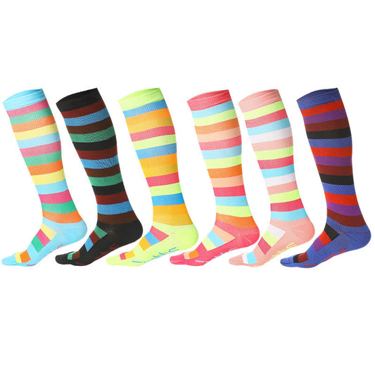 Plusock Rainbow Stripes Knee High Socks(6 Pairs)