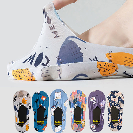 Plusock Plus Size Ice Silk No Show Socks(6 Pairs)