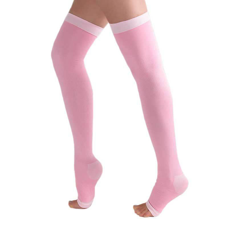 Plus Size Open Toe Thigh High Compression Socks(2 Pairs)