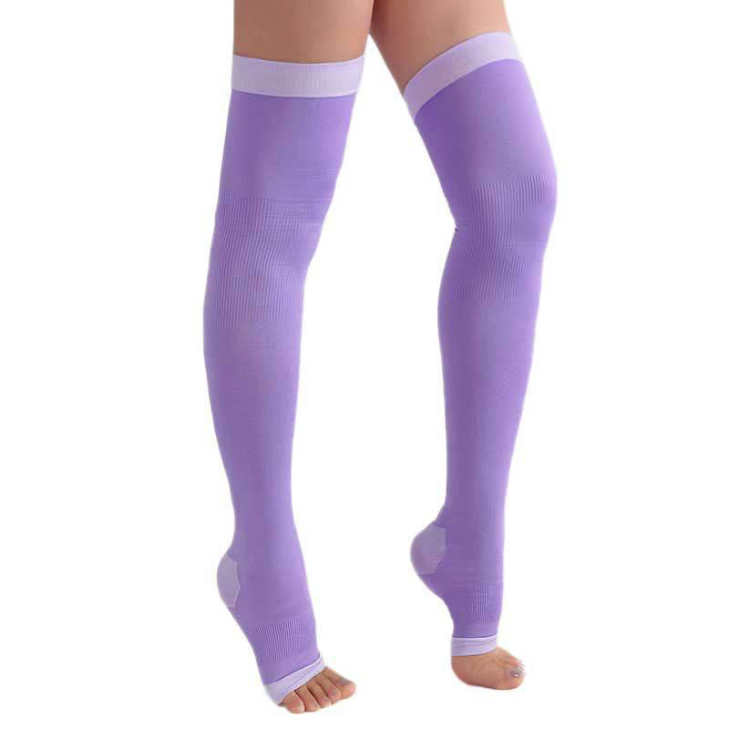 Plus Size Open Toe Thigh High Compression Socks(2 Pairs)