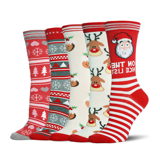 Plusock Cute Christmas Holiday Crew Socks(5 Pairs)