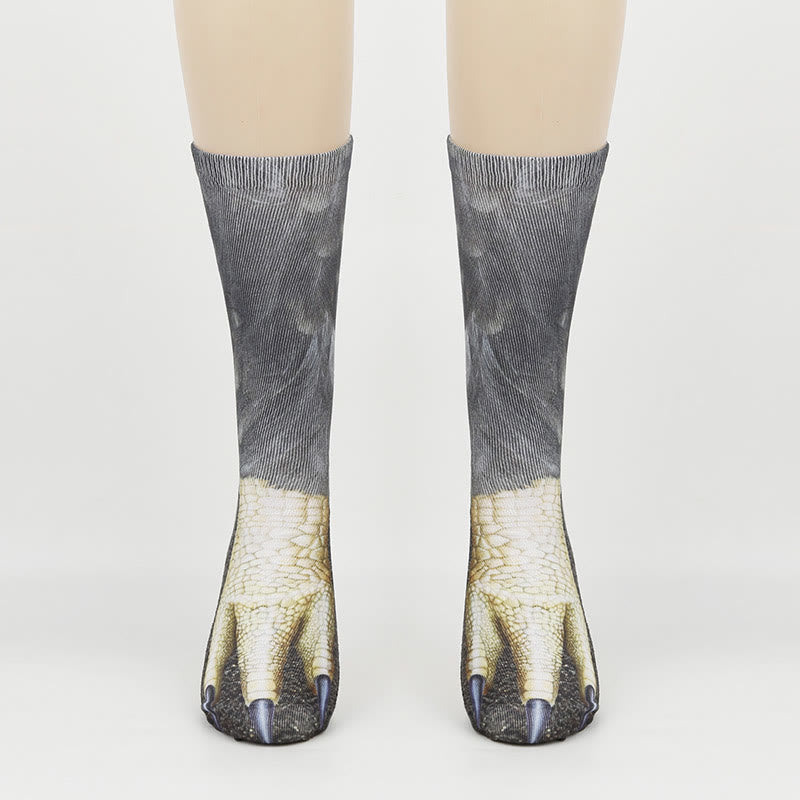 Plus Size Eagle Lizard Leopard Paws Quarter Socks(3 Pairs)
