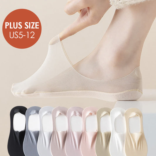 Plusock Plus Size Ice Silk No Show Socks(5 Pairs)