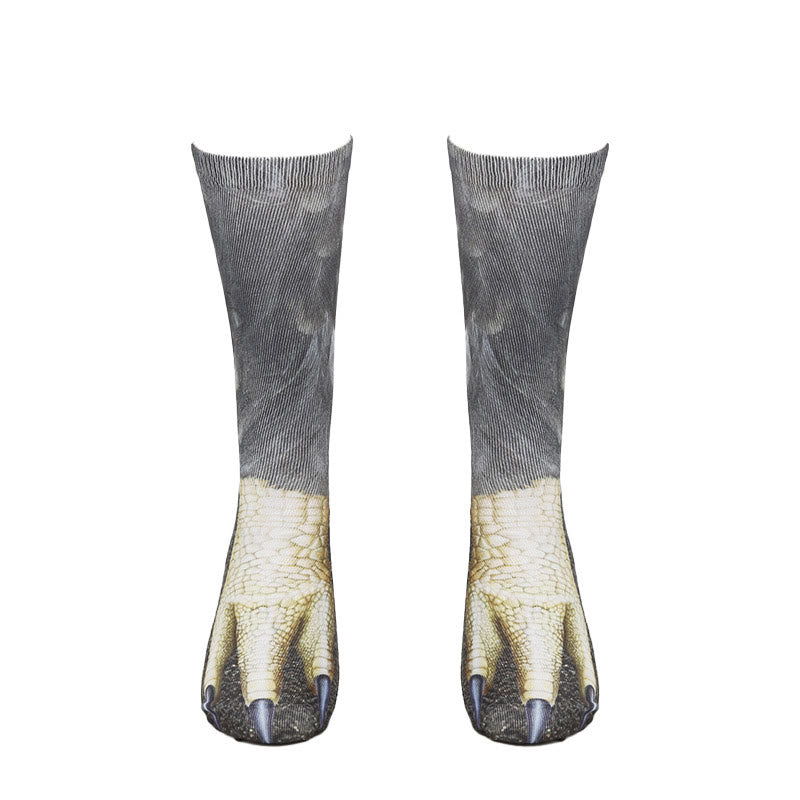 Plus Size Eagle Lizard Leopard Paws Quarter Socks(3 Pairs)
