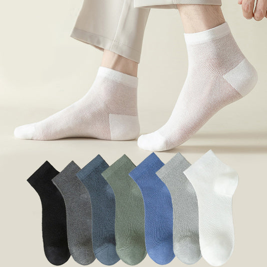 Plusock Plus Size Mesh Breathable Sports Ankle Socks(7 Pairs)