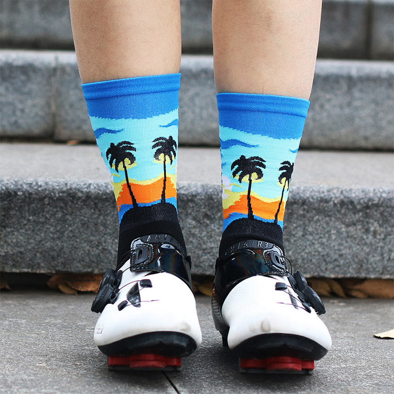 Plus Size Coconut Tree Quarter Compression Socks(4 Pairs)