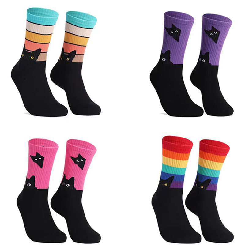 Plus Size Cat Dog Quarter Socks(4 Pairs)