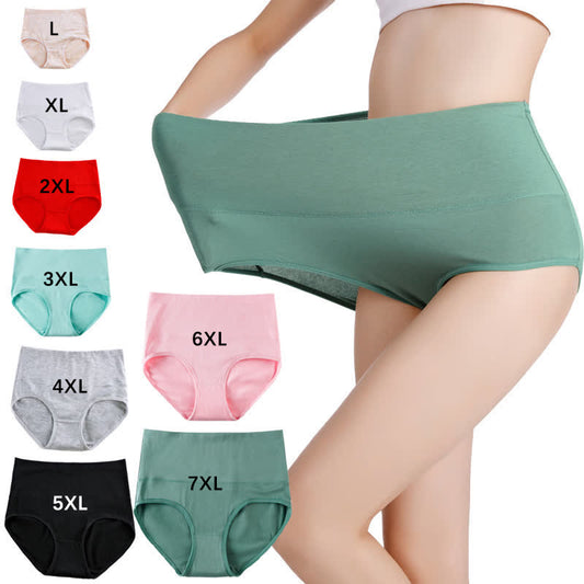 Plusock Plus Size High-Waisted Solid Comfy Panty(4 Packs)