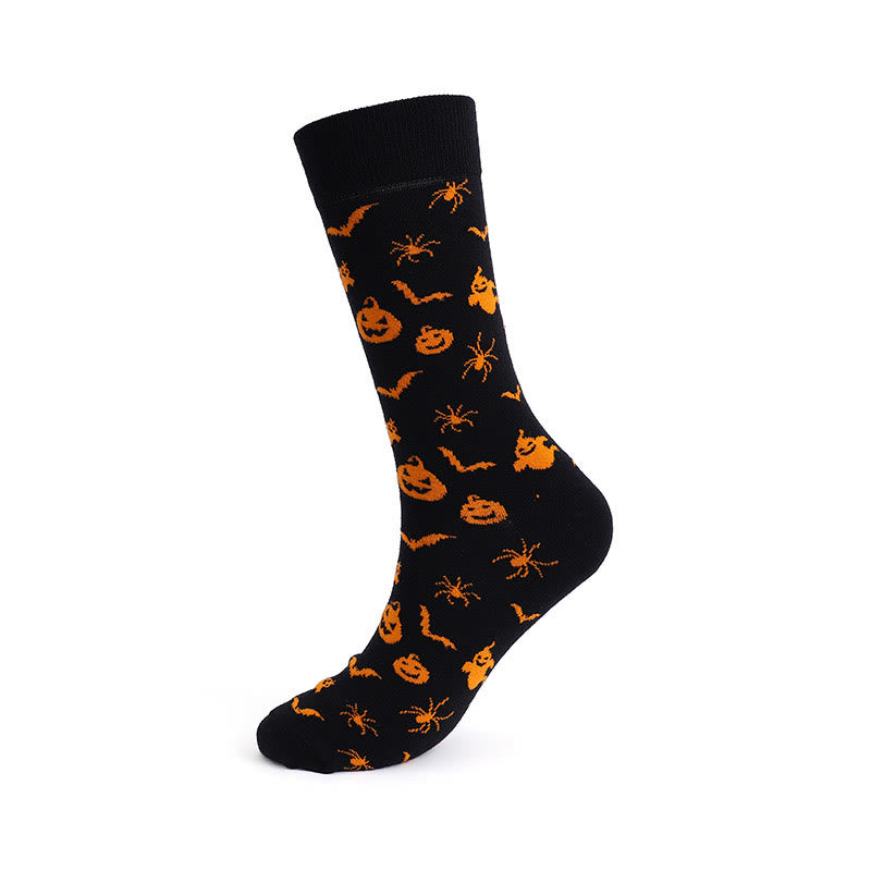 Plus Size Pumpkin Skull Halloween Crew Socks(3 Pairs)