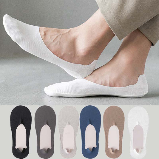 Plusock Plus Size Ice Silk Striped No Show Socks(6 Pairs)