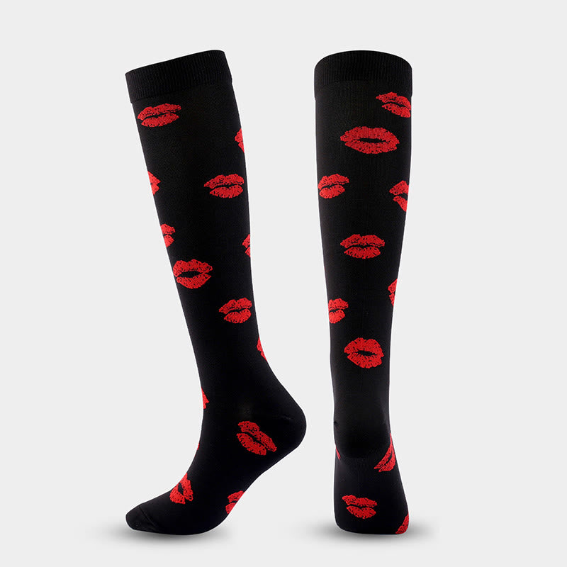 Plus Size Various Patterns Compression Socks(6 Pairs)