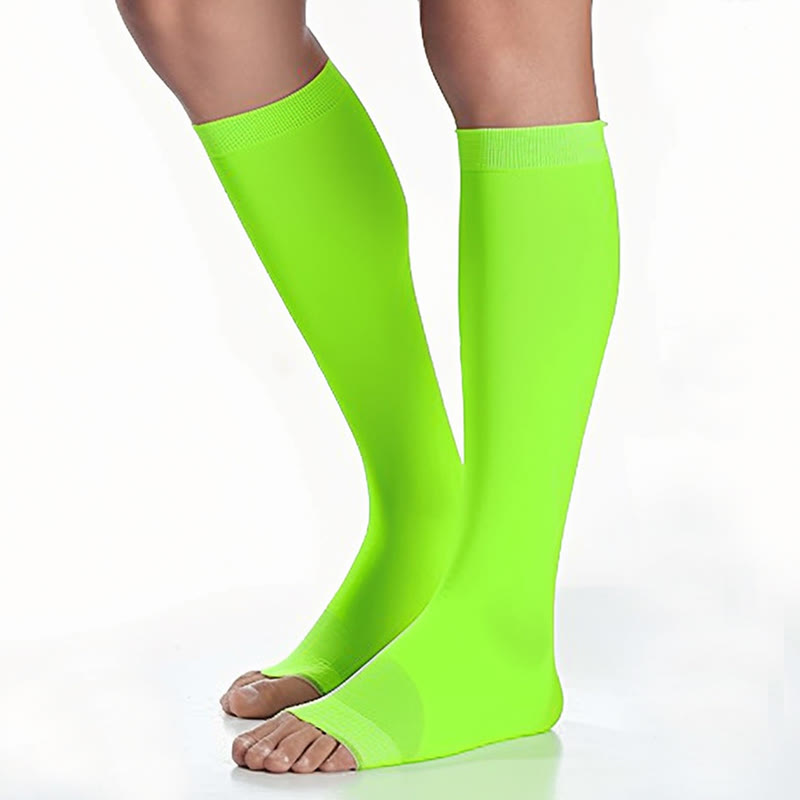 Plus Size Multicolor Open Toe Compression Socks - Green - 4XL - image 11
