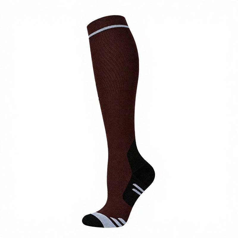 Plusock Contrast Stripe Compression Socks(3 Pairs) - Coffee - S/M - image 5