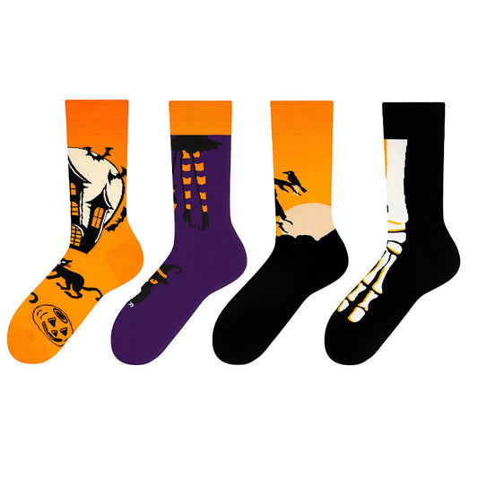 Plusock Plus Size New Halloween Crew Socks(4 Pairs)