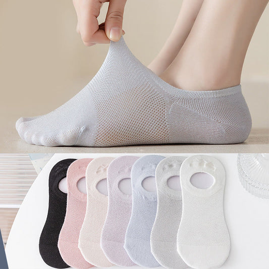 Plusock Plus Size Soft Solid Color No Show Socks(7 Pairs)