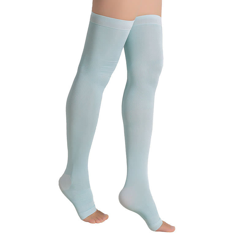 Plus Size Open Toe Thigh High Compression Socks(2 Pairs)