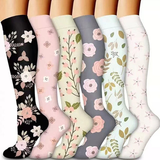 Plusock Flower Leaves Compression Socks(6 Pairs)