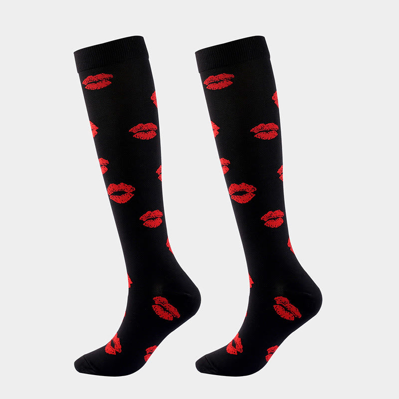 Plus Size Various Patterns Compression Socks(6 Pairs)