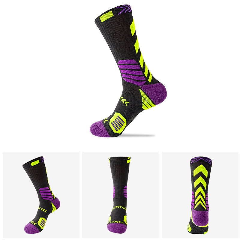 Plus Size Color Matching Quarter Compression Socks(6 Pairs)