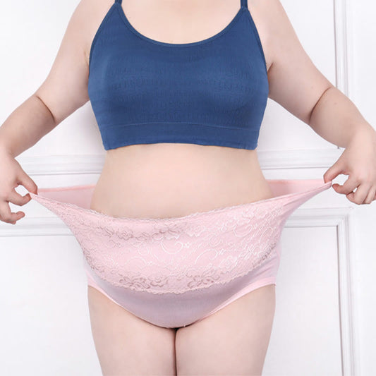 Plusock Plus Size High Cut Lace Panty(4 Packs)