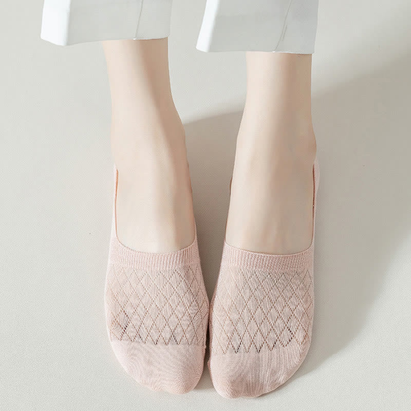 Plus Size Grid Elasticity No Show Socks(8 Pairs)