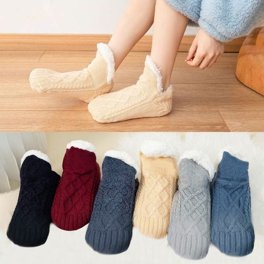 Plusock Plus Size Lamb Wool Warm Indoor Slipper Socks(2 Pairs)
