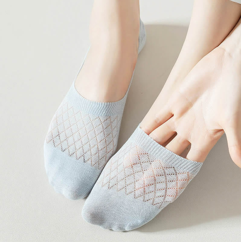 Plus Size Grid Elasticity No Show Socks(8 Pairs)