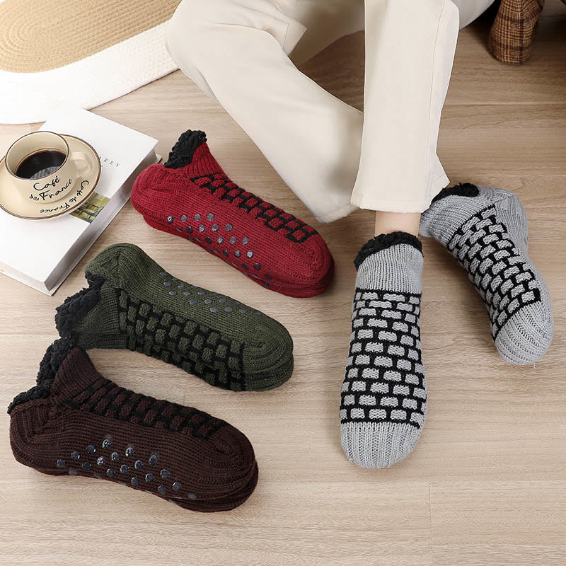 Plus Size Rectangular Grid Slipper Socks