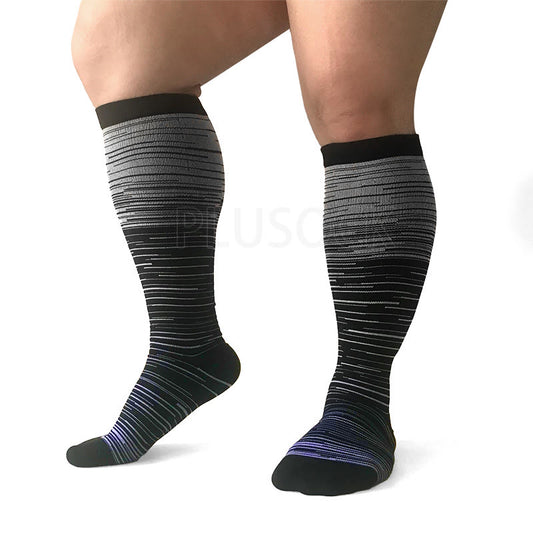 Plusock 2XL-7XL Purple Filaments Plus Size Compression Socks(3 Pairs)